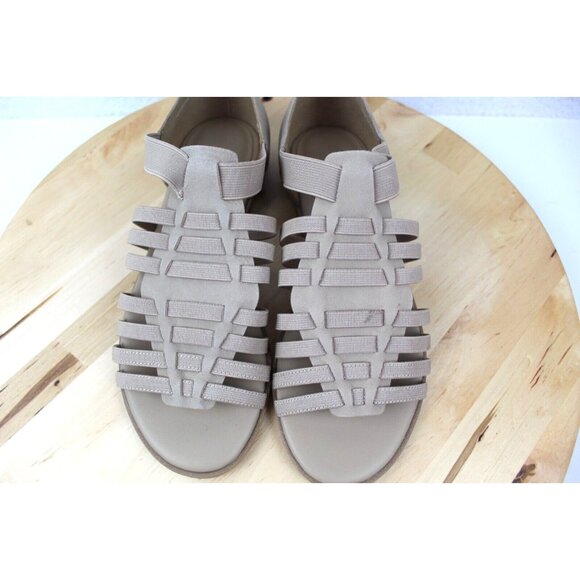 Eileen Fisher Sandals 6.5 Beige Gladiator Strappy Comfort Flat Minimalist - Picture 2 of 13